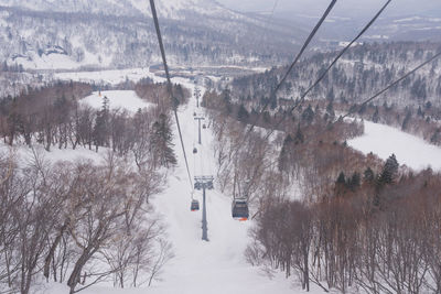 Snow covered trees and mountains during winter