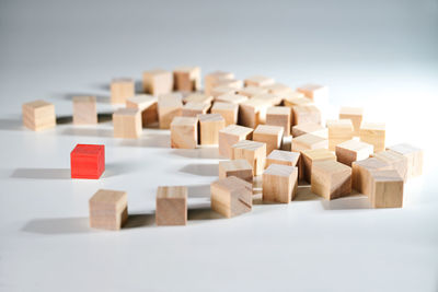 Close-up of toy blocks on white background