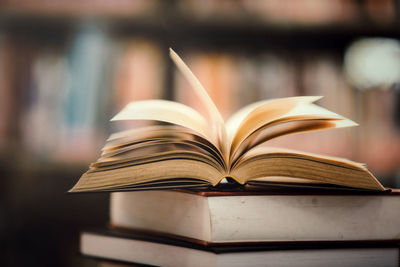 Close-up of open book on table