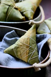 High angle view of leaf on table