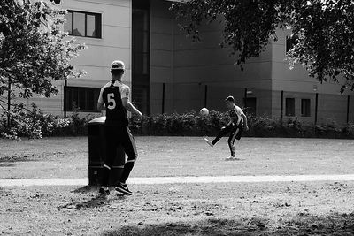 Woman jumping in park