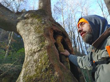 Portrait of man in forest