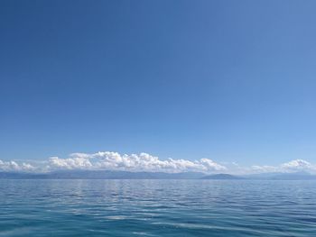 Scenic view of sea against blue sky