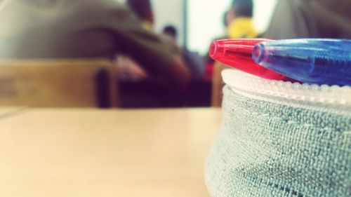 Close-up of eyeglasses on table