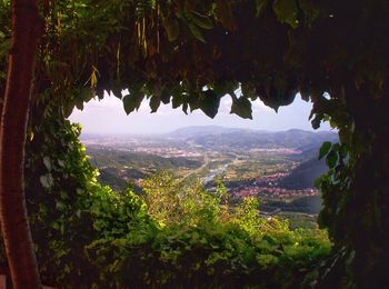 Scenic view of landscape and mountains against sky