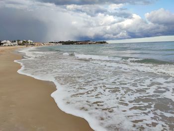 Scenic view of beach against sky