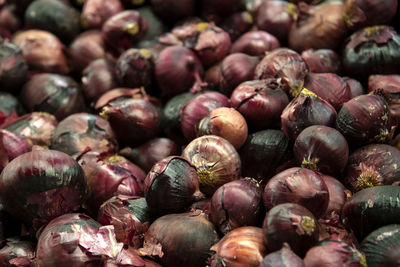 Full frame shot of onions for sale at market