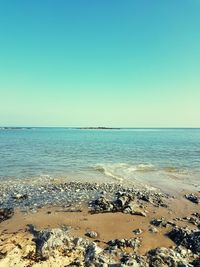 Scenic view of sea against clear sky