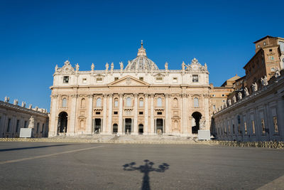 View of historical building against clear blue sky