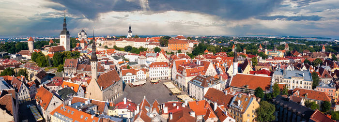 Aerial view of tallinn old town in a beautiful summer day