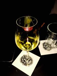 Close-up of wine glass on table