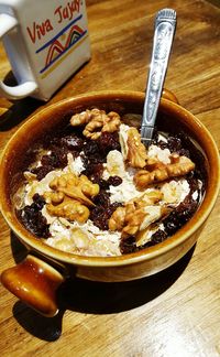 Close-up of breakfast on table