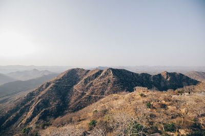 Scenic view of mountains against clear sky