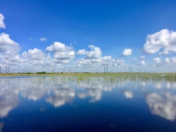 Scenic view of lake against sky