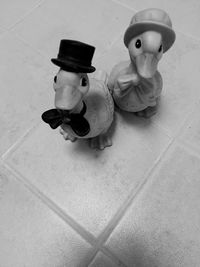 High angle view of tiled floor