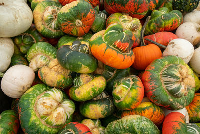 Full frame shot of pumpkins for sale at market stall