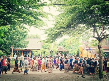 High angle view of people in park