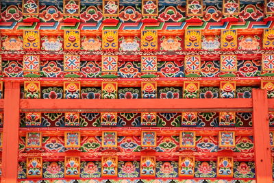 Full frame shot of multi colored decoration in temple