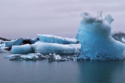 Frozen lake against sky