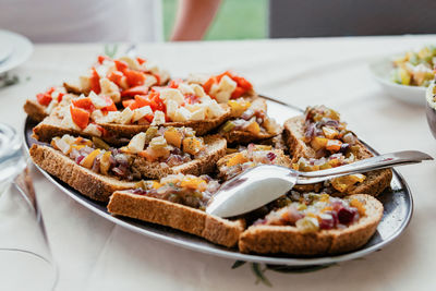 Close-up of food in plate on table