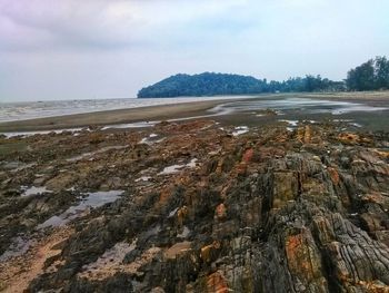 Scenic view of beach against sky