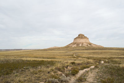 Scenic view of landscape against cloudy sky