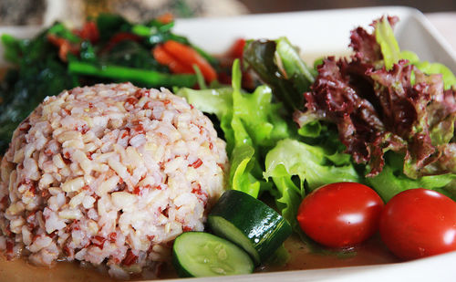 Close-up of chopped fruits in plate