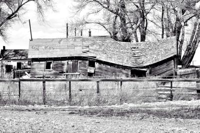 Old built structure on field