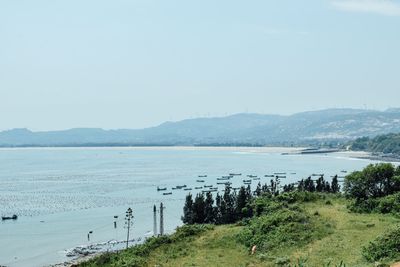 Scenic view of sea against clear sky