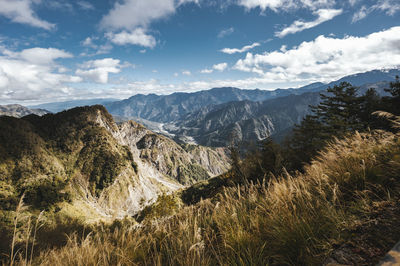 Scenic view of mountains against sky