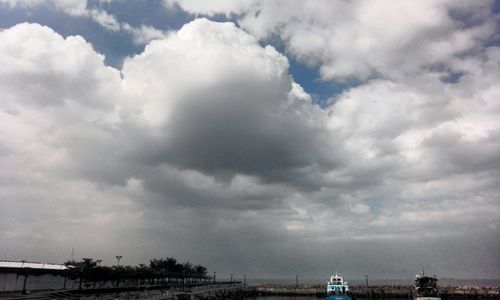 Scenic view of sea against cloudy sky