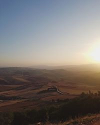 High angle view of road against sky during sunset