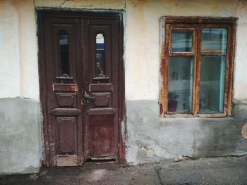 Closed door of house