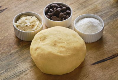 High angle view of food on table