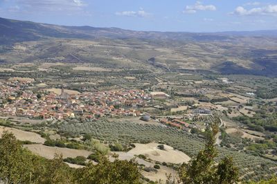 High angle view of landscape against sky