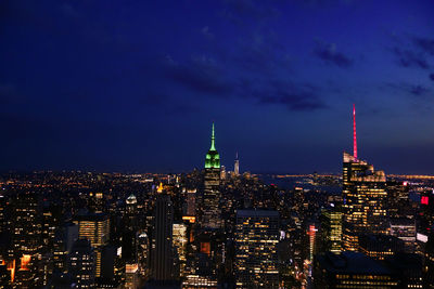 City lit up at night