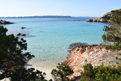 Scenic view of sea against clear sky