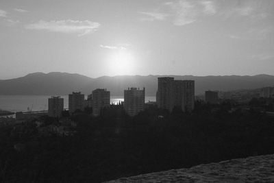 Silhouette buildings in city against sky