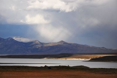 View of lake against cloudy sky