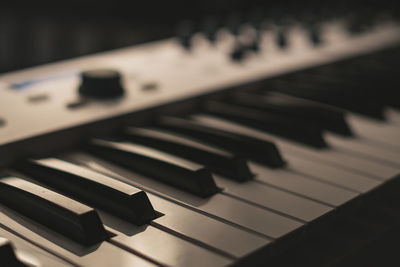 Close-up of piano keys