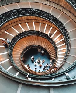 High angle view of spiral staircase