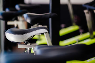 Close up of exercise equipment in gym