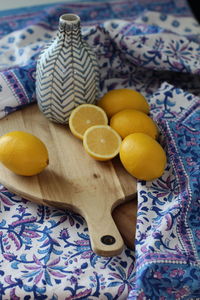 High angle view of oranges on table