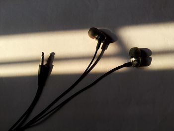 Close-up of headphones on table