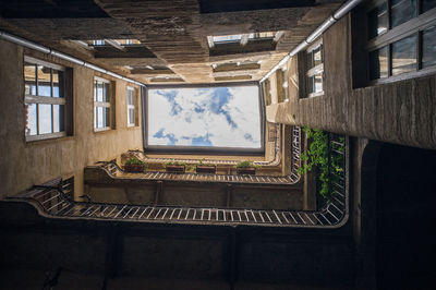 Directly below shot of building skylight