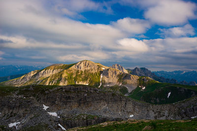 Scenic view of mountain range against sky