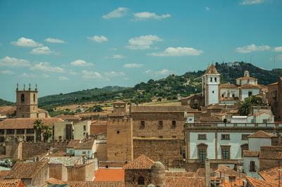 High angle view of townscape against sky