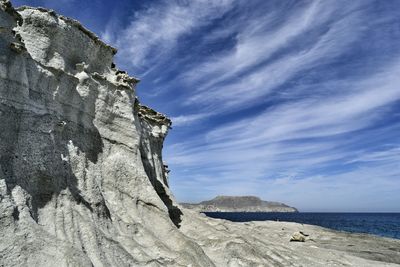 Scenic view of sea against cloudy sky