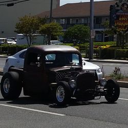 Cars parked on road