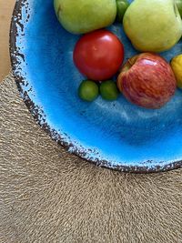 High angle view of apples on table